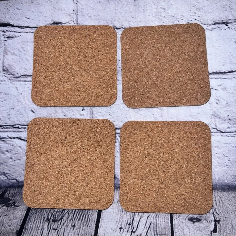Quilted Heart Pattern Cork Coasters Set of 4‎